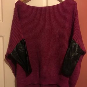 Sweater with Leather Sleeves
